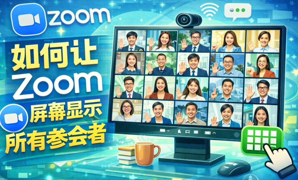 如何让 Zoom 屏幕显示所有参会者