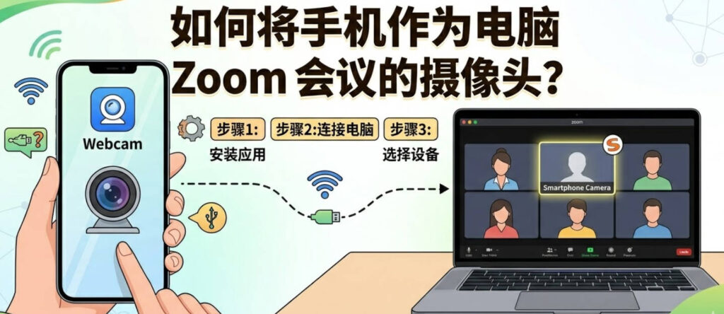 如何使用手机作为电脑Zoom会议的摄像头