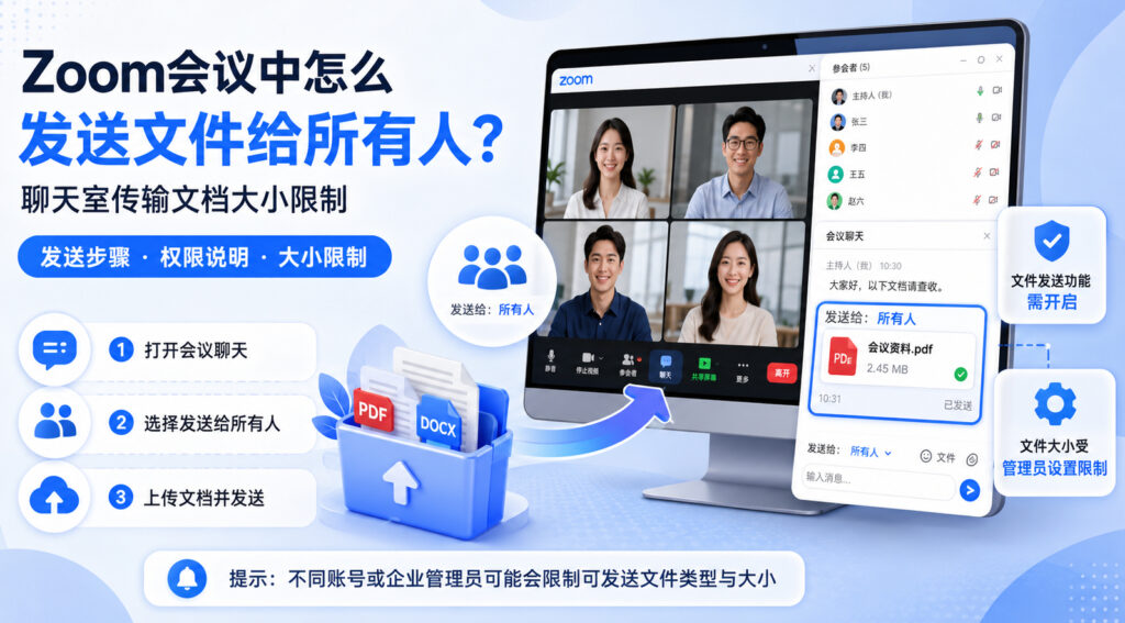 Zoom会议怎么发送文件给所有人