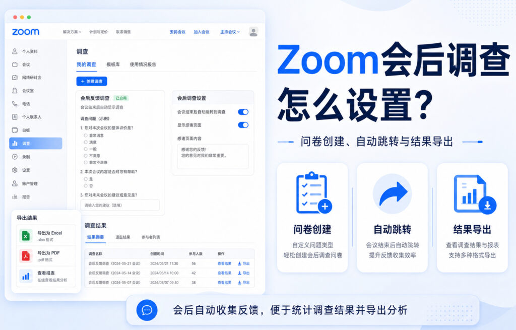 Zoom会后调查怎么设置